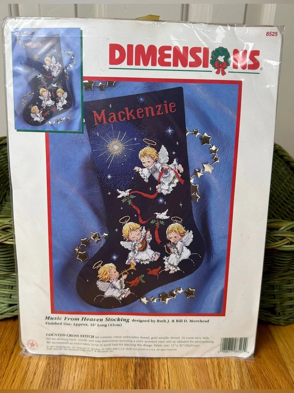 Vintage New Unopened 1997 Dimensions Music From Heaven Stocking Cross Stitch Kit